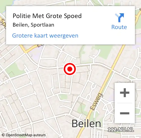 Locatie op kaart van de 112 melding: Politie Met Grote Spoed Naar Beilen, Sportlaan op 8 september 2021 16:35