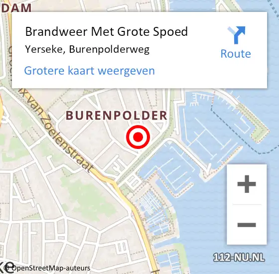 Locatie op kaart van de 112 melding: Brandweer Met Grote Spoed Naar Yerseke, Burenpolderweg op 8 september 2021 16:38