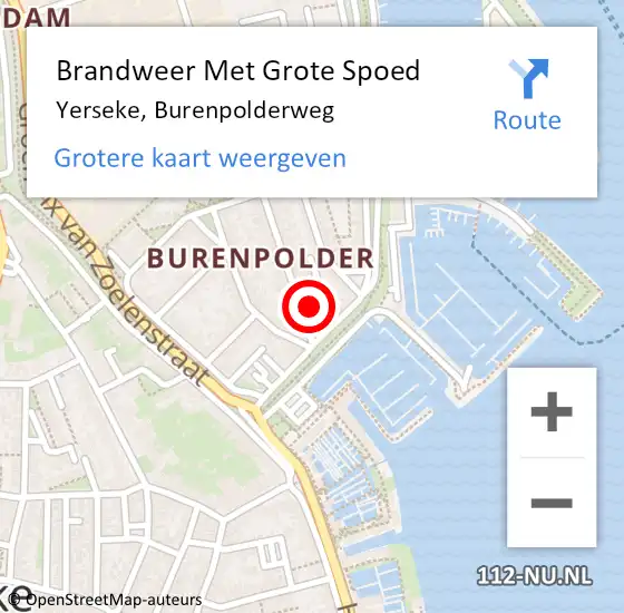Locatie op kaart van de 112 melding: Brandweer Met Grote Spoed Naar Yerseke, Burenpolderweg op 8 september 2021 16:46