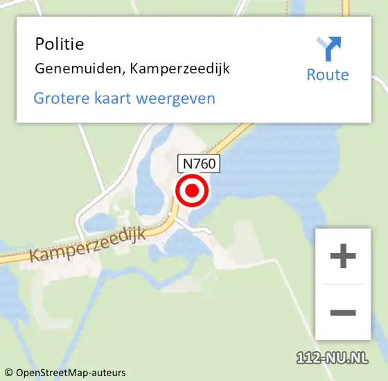 Locatie op kaart van de 112 melding: Politie Genemuiden, Kamperzeedijk op 8 september 2021 16:58