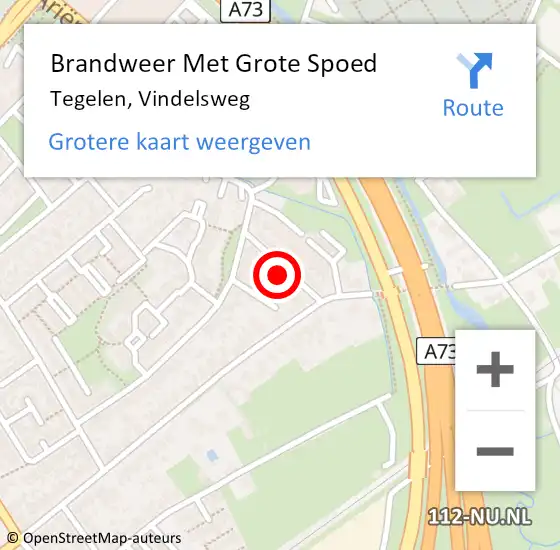 Locatie op kaart van de 112 melding: Brandweer Met Grote Spoed Naar Tegelen, Vindelsweg op 8 september 2021 17:06