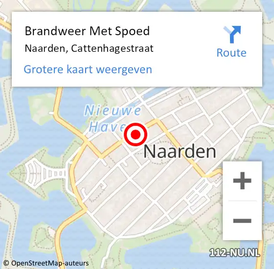 Locatie op kaart van de 112 melding: Brandweer Met Spoed Naar Naarden, Cattenhagestraat op 8 september 2021 17:20