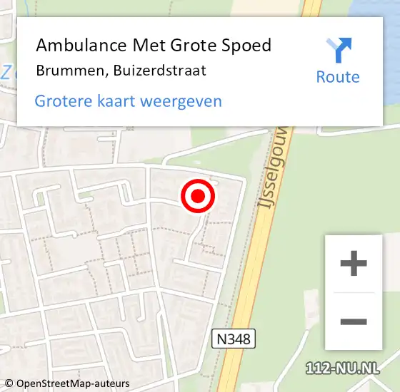 Locatie op kaart van de 112 melding: Ambulance Met Grote Spoed Naar Brummen, Buizerdstraat op 8 september 2021 17:23