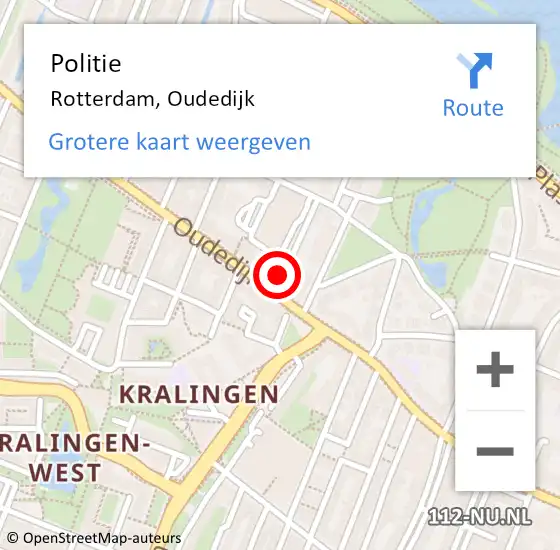Locatie op kaart van de 112 melding: Politie Rotterdam, Oudedijk op 8 september 2021 17:27