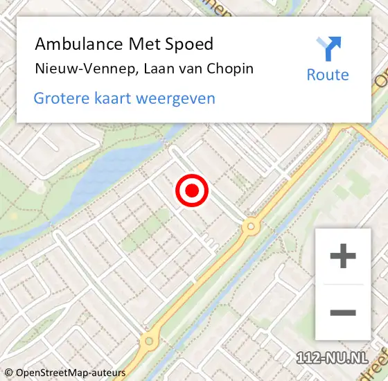 Locatie op kaart van de 112 melding: Ambulance Met Spoed Naar Nieuw-Vennep, Laan van Chopin op 8 september 2021 17:27