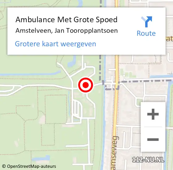 Locatie op kaart van de 112 melding: Ambulance Met Grote Spoed Naar Amstelveen, Jan Tooropplantsoen op 8 september 2021 17:28