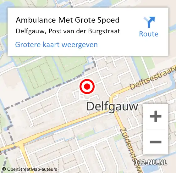 Locatie op kaart van de 112 melding: Ambulance Met Grote Spoed Naar Delfgauw, Post van der Burgstraat op 8 september 2021 17:41