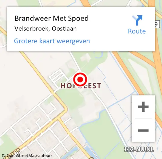 Locatie op kaart van de 112 melding: Brandweer Met Spoed Naar Velserbroek, Oostlaan op 8 september 2021 18:00