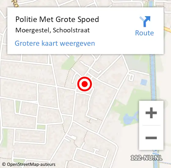 Locatie op kaart van de 112 melding: Politie Met Grote Spoed Naar Moergestel, Schoolstraat op 8 september 2021 18:54