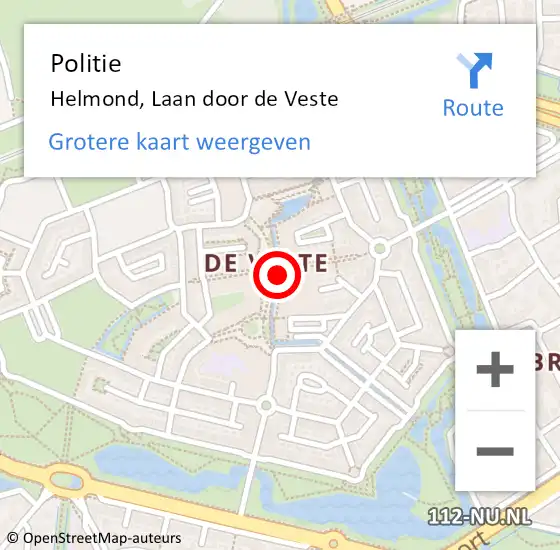 Locatie op kaart van de 112 melding: Politie Helmond, Laan door de Veste op 8 september 2021 19:03