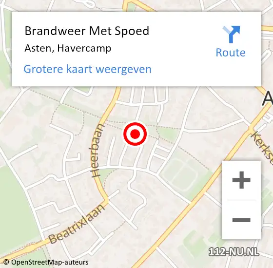 Locatie op kaart van de 112 melding: Brandweer Met Spoed Naar Asten, Havercamp op 8 september 2021 19:13