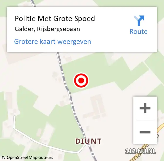 Locatie op kaart van de 112 melding: Politie Met Grote Spoed Naar Galder, Rijsbergsebaan op 8 september 2021 19:22