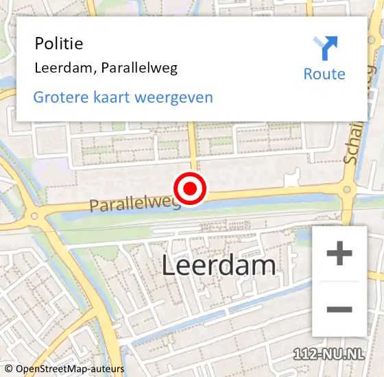 Locatie op kaart van de 112 melding: Politie Leerdam, Parallelweg op 8 september 2021 19:29