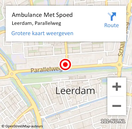 Locatie op kaart van de 112 melding: Ambulance Met Spoed Naar Leerdam, Parallelweg op 8 september 2021 19:32