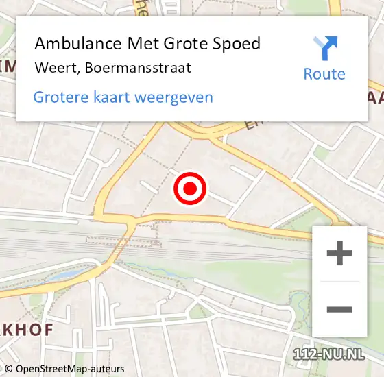 Locatie op kaart van de 112 melding: Ambulance Met Grote Spoed Naar Weert, Boermansstraat op 8 september 2021 19:33