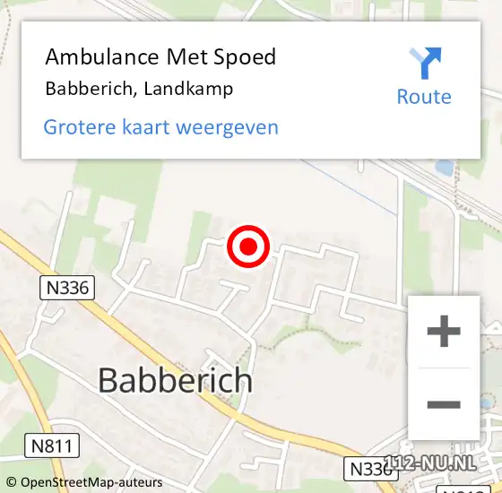 Locatie op kaart van de 112 melding: Ambulance Met Spoed Naar Babberich, Landkamp op 8 september 2021 20:11