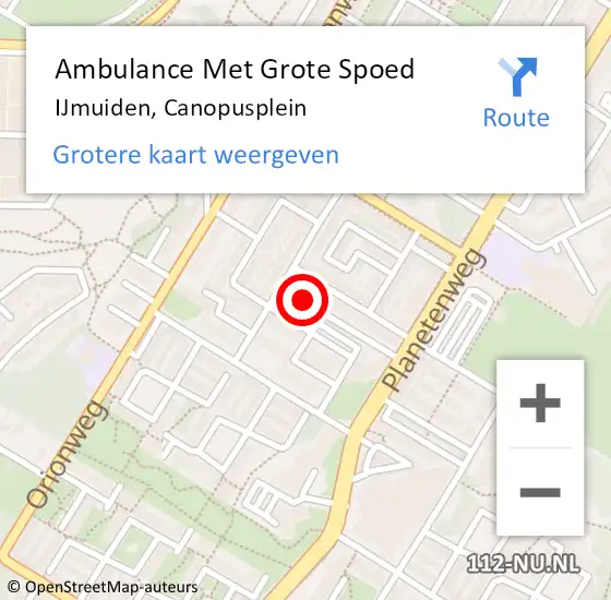 Locatie op kaart van de 112 melding: Ambulance Met Grote Spoed Naar IJmuiden, Canopusplein op 8 september 2021 20:25