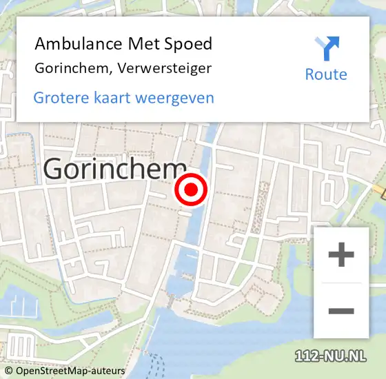 Locatie op kaart van de 112 melding: Ambulance Met Spoed Naar Gorinchem, Verwersteiger op 8 september 2021 20:47