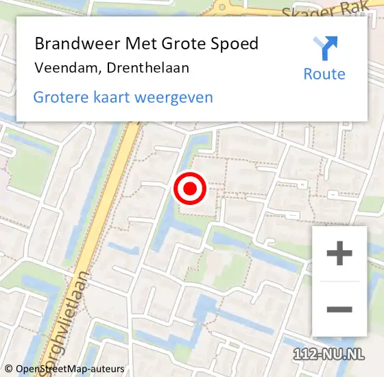 Locatie op kaart van de 112 melding: Brandweer Met Grote Spoed Naar Veendam, Drenthelaan op 8 september 2021 21:03