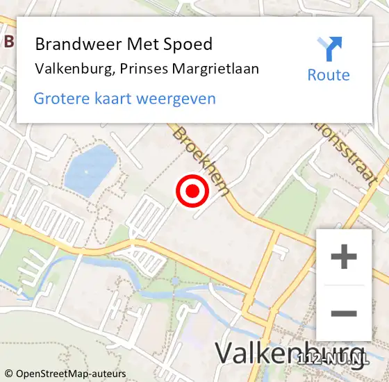 Locatie op kaart van de 112 melding: Brandweer Met Spoed Naar Valkenburg, Prinses Margrietlaan op 8 september 2021 21:04