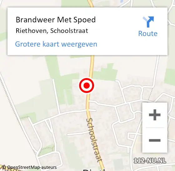 Locatie op kaart van de 112 melding: Brandweer Met Spoed Naar Riethoven, Schoolstraat op 8 september 2021 21:43