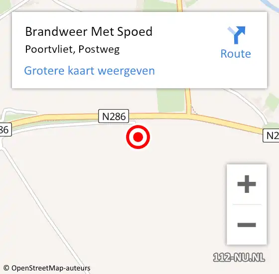 Locatie op kaart van de 112 melding: Brandweer Met Spoed Naar Poortvliet, Postweg op 8 september 2021 21:46