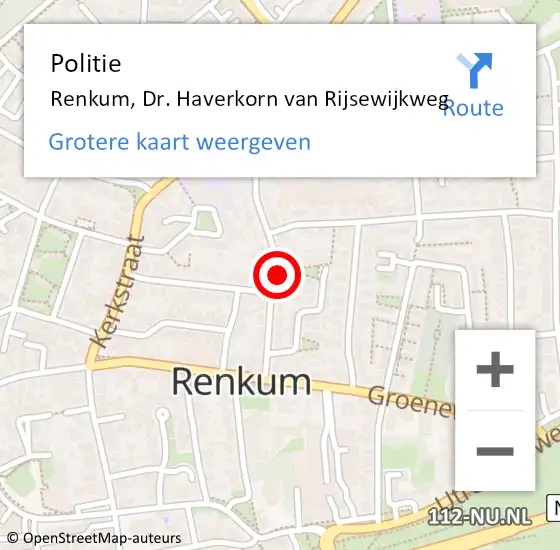 Locatie op kaart van de 112 melding: Politie Renkum, Dr. Haverkorn van Rijsewijkweg op 8 september 2021 21:47