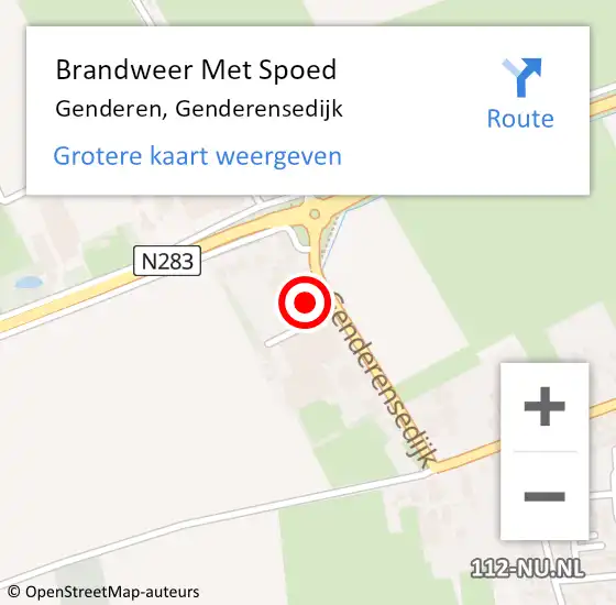 Locatie op kaart van de 112 melding: Brandweer Met Spoed Naar Genderen, Genderensedijk op 8 september 2021 22:16