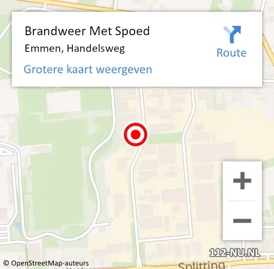 Locatie op kaart van de 112 melding: Brandweer Met Spoed Naar Emmen, Handelsweg op 8 september 2021 22:21