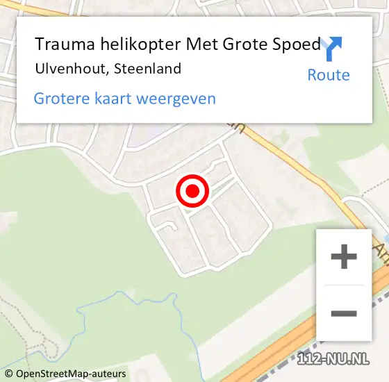 Locatie op kaart van de 112 melding: Trauma helikopter Met Grote Spoed Naar Ulvenhout, Steenland op 8 september 2021 22:38