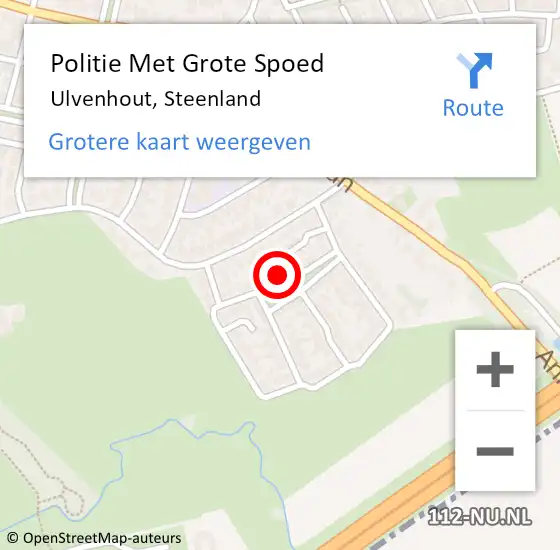 Locatie op kaart van de 112 melding: Politie Met Grote Spoed Naar Ulvenhout, Steenland op 8 september 2021 22:39