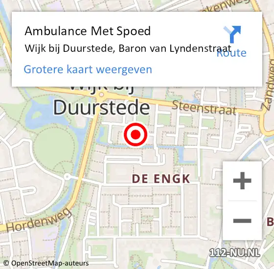 Locatie op kaart van de 112 melding: Ambulance Met Spoed Naar Wijk bij Duurstede, Baron van Lyndenstraat op 22 juni 2014 10:52