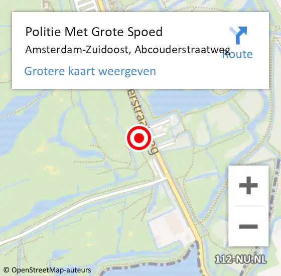 Locatie op kaart van de 112 melding: Politie Met Grote Spoed Naar Amsterdam-Zuidoost, Abcouderstraatweg op 8 september 2021 22:55