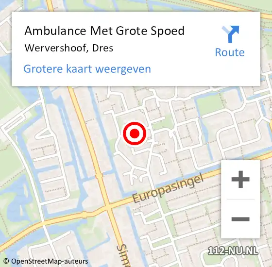 Locatie op kaart van de 112 melding: Ambulance Met Grote Spoed Naar Wervershoof, Dres op 8 september 2021 23:38