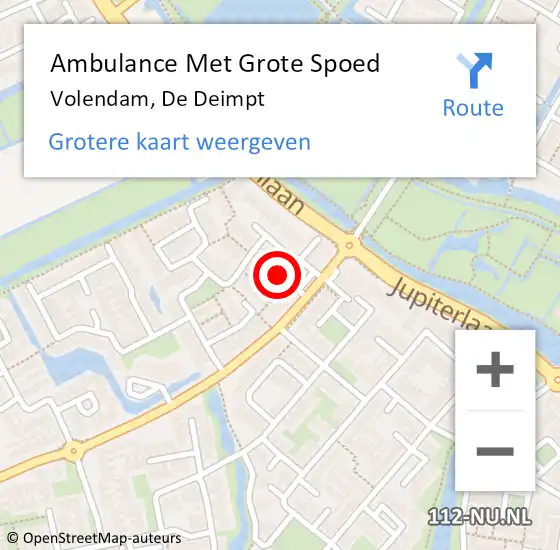 Locatie op kaart van de 112 melding: Ambulance Met Grote Spoed Naar Volendam, De Deimpt op 8 september 2021 23:51