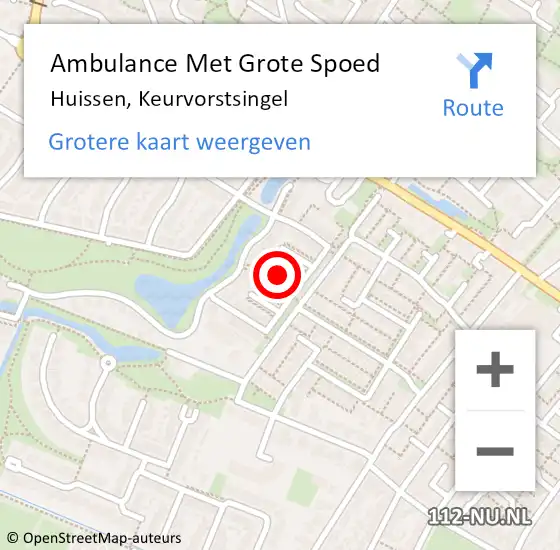 Locatie op kaart van de 112 melding: Ambulance Met Grote Spoed Naar Huissen, Keurvorstsingel op 8 september 2021 23:58