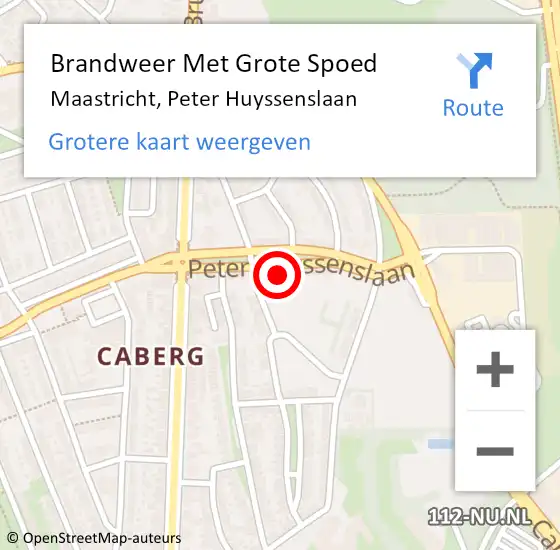 Locatie op kaart van de 112 melding: Brandweer Met Grote Spoed Naar Maastricht, Peter Huyssenslaan op 9 september 2021 00:00