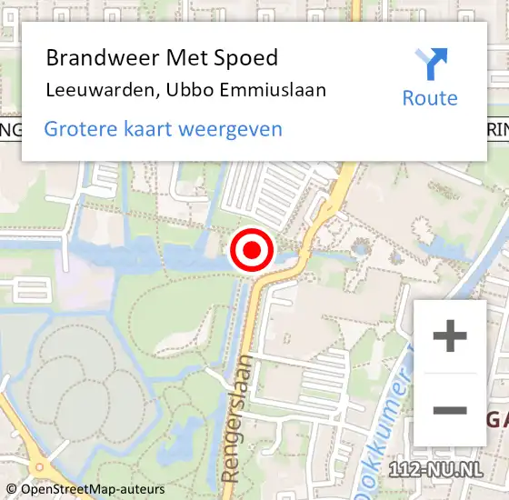 Locatie op kaart van de 112 melding: Brandweer Met Spoed Naar Leeuwarden, Ubbo Emmiuslaan op 9 september 2021 01:22