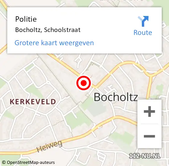 Locatie op kaart van de 112 melding: Politie Bocholtz, Schoolstraat op 9 september 2021 02:18