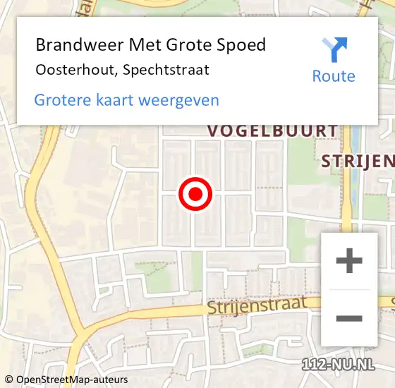 Locatie op kaart van de 112 melding: Brandweer Met Grote Spoed Naar Oosterhout, Spechtstraat op 9 september 2021 03:03