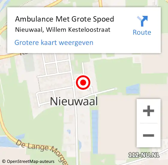 Locatie op kaart van de 112 melding: Ambulance Met Grote Spoed Naar Nieuwaal, Willem Kesteloostraat op 9 september 2021 03:47
