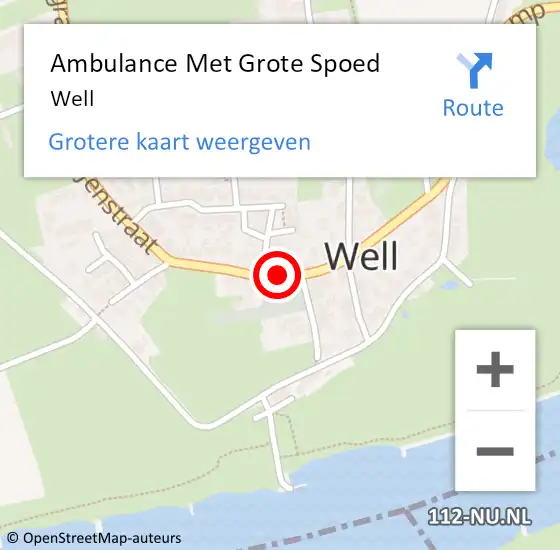 Locatie op kaart van de 112 melding: Ambulance Met Grote Spoed Naar Well op 9 september 2021 04:25