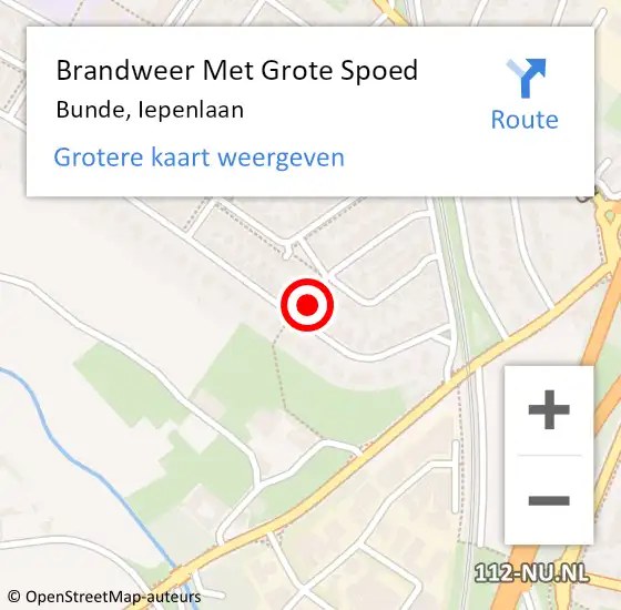 Locatie op kaart van de 112 melding: Brandweer Met Grote Spoed Naar Bunde, Iepenlaan op 9 september 2021 04:45