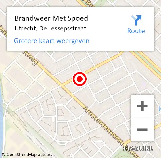 Locatie op kaart van de 112 melding: Brandweer Met Spoed Naar Utrecht, De Lessepsstraat op 9 september 2021 06:12