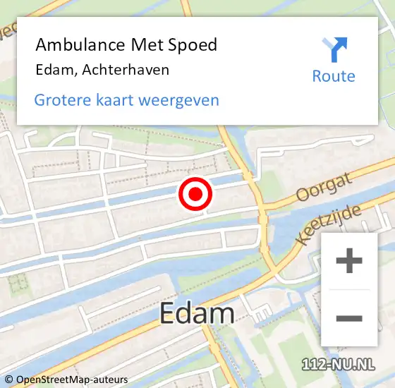 Locatie op kaart van de 112 melding: Ambulance Met Spoed Naar Edam, Achterhaven op 9 september 2021 06:31