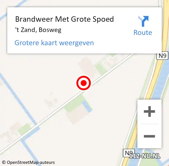 Locatie op kaart van de 112 melding: Brandweer Met Grote Spoed Naar 't Zand, Bosweg op 9 september 2021 06:45