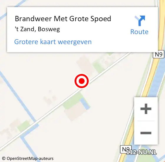 Locatie op kaart van de 112 melding: Brandweer Met Grote Spoed Naar 't Zand, Bosweg op 9 september 2021 06:48