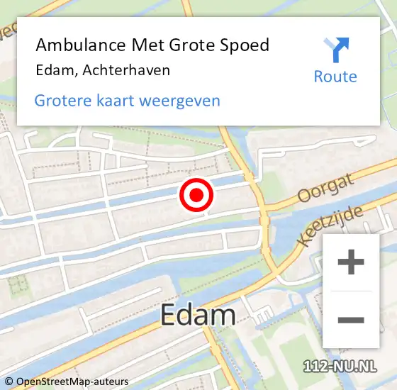 Locatie op kaart van de 112 melding: Ambulance Met Grote Spoed Naar Edam, Achterhaven op 9 september 2021 07:23