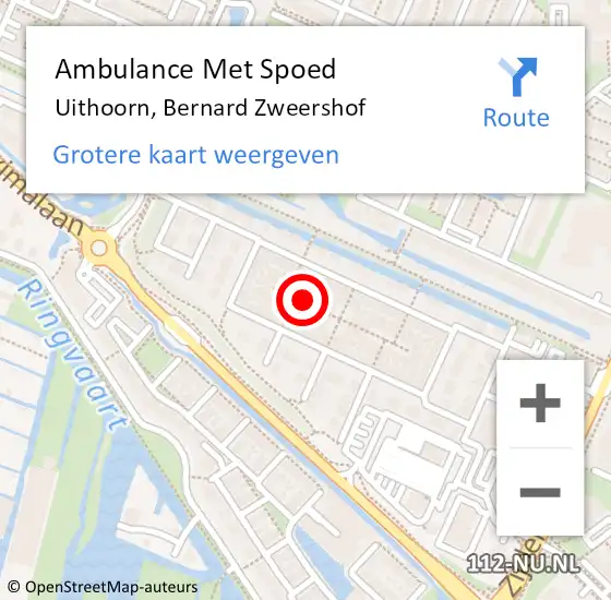 Locatie op kaart van de 112 melding: Ambulance Met Spoed Naar Uithoorn, Bernard Zweershof op 9 september 2021 07:41