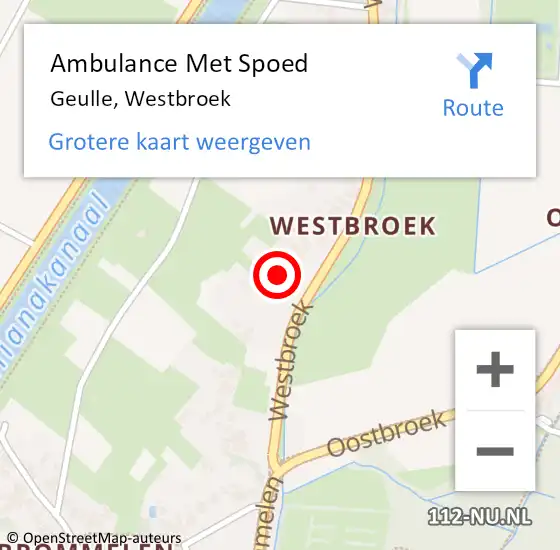 Locatie op kaart van de 112 melding: Ambulance Met Spoed Naar Geulle, Westbroek op 22 juni 2014 11:28